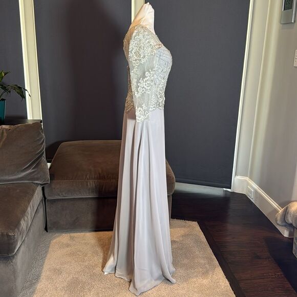Women’s Gray Chiffon Full Length Formal Mother of the Bride Dress ZipBack Size 8 - Picture 5 of 15